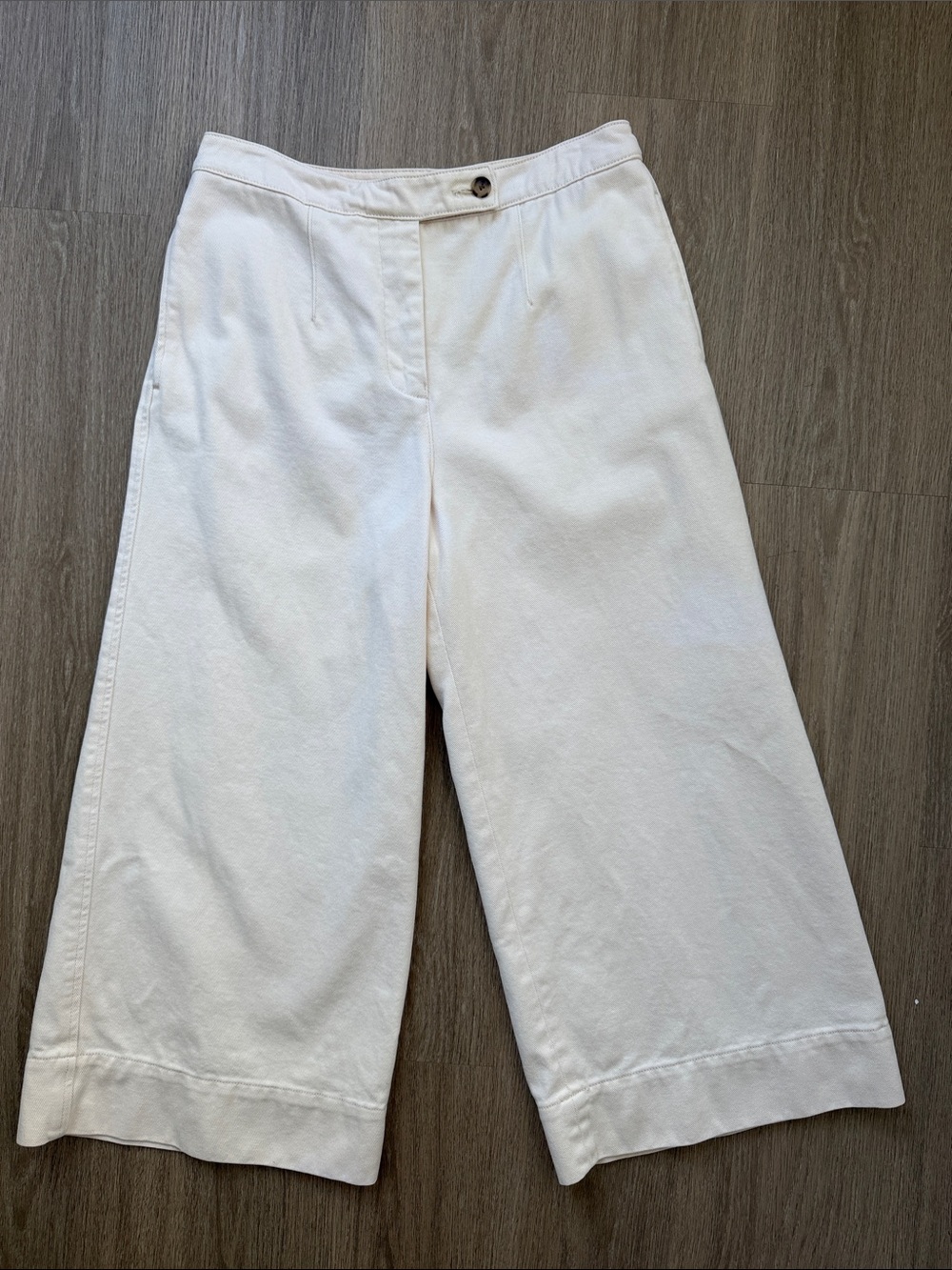 Stefanel Italy Ivory Cotton Wide Leg Culottes High Rise Pants Size 30